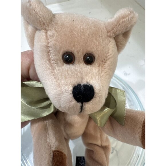 VTG Boyds Bears-J.B Bean 10” Bear Plush Beanie W/Green Bow 5-Way Jointed - Picture 9 of 12